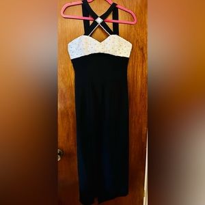Marc & Michael Couture -Long black & white evening dress/cocktail dress
